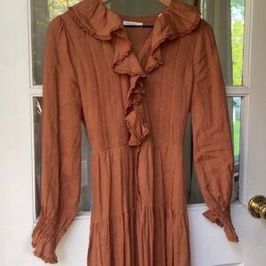 DOEN Marine Belted Ruffle Ramie Dress